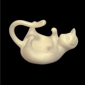 White Cat Ring Jewelry Display Trinket Dish